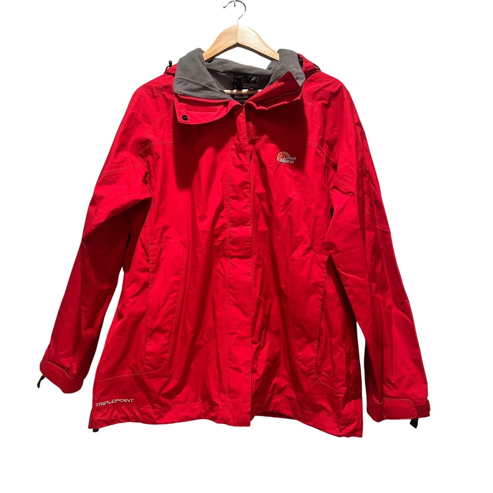 Lowe Alpine Women's Red Windbreaker Nylon‎ Hooded Jacket Size Large Outdoor